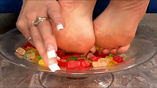 Curvy brunette Nika Noir teases with footsie before bent over doggystyle pounding