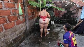 my neighbor helps wash me then fucks me hard outdoors