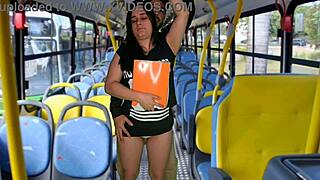 student groped hard on crowded bus in public amateur ride