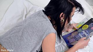 wanna see this curvy brunette's shaved pussy drip while she toys her fat ass barefoot?