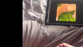 pre-cum edging blasts multiple cumshots on big natural tits!