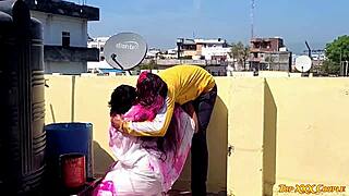 Indian Guy Colors Bhabhi On Rooftop Then Fucks Her Hard