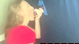 brandi takes bbc creampie at gloryhole in first bareback try