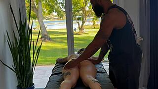 hot goth babe's bbc massage turns interracial fuck