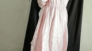 Peeking at thick indonesian babe changing in silk satin dress wet pussy exposed