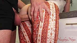 maid bends over kitchen for big cock tip