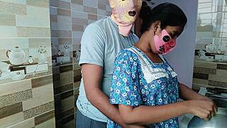 desi housewife fucked romantically in kitchen by lover