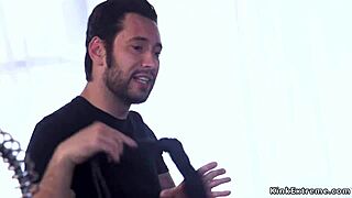 Guy anal pounds bound busty milf slave