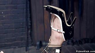 Blonde clamped pins suspended and whipped!