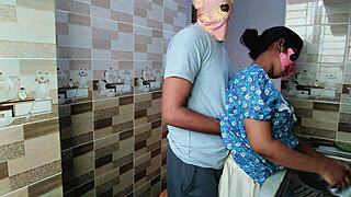 desi housewife fucked romantically in kitchen by lover