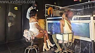 Besties hit club bent over drilled ebony curvy big tits doggystyle