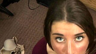 pawnshop babe rims ass close-up then sucks cock for facial