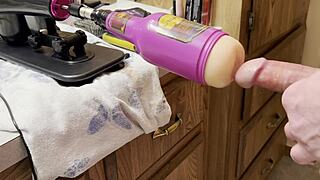 Huge cumshot blasts from fuck machine's anal stroker pov finale!