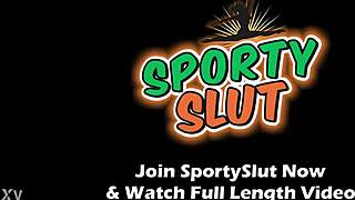 damn this round ass brunette slut's lycra cameltoe and long tongue got me