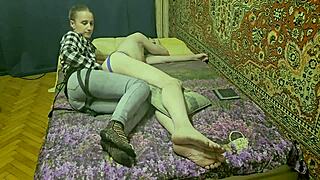 Anastasia pegs sissy Sasha strapon anal