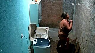 hidden cam catches stepmom shaving pussy while stepson watches secretly