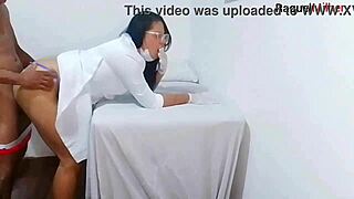 brazilian milf nurse in lingerie watches tattooed patient blowbang orgasm