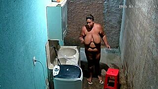 hidden cam catches stepmom shaving pussy while stepson watches secretly