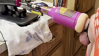 Huge cumshot blasts from fuck machine's anal stroker pov finale!