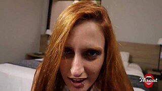 redhead big tits best friend deepthroats until cumshot