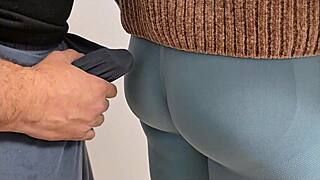 hey soaked pants dude rubs dick on subway girls tights till public cum