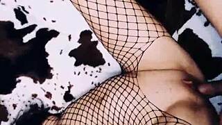 Milf in Lingerie Stockings Begs for Doggystyle Anal Pussy Climax