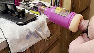 Huge cumshot blasts from fuck machine's anal stroker pov finale!