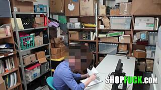 Security Guard Pounds Black Busty Thief's Pussy And Ass In Office Domination