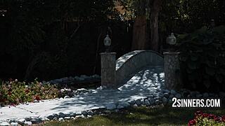 Young babe's outdoor pov blowjob ends in creampie