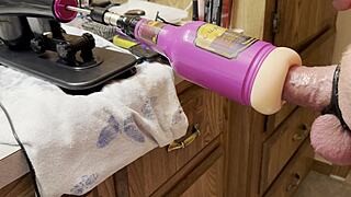 Huge cumshot blasts from fuck machine's anal stroker pov finale!