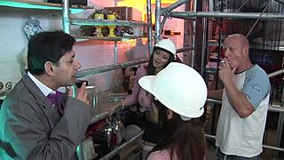 Two Euro Sluts In Lingerie Ride Stiff Cocks In Steamy Group Workout