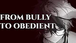 Bully moans pathetically under blackmail obedience