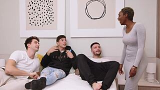 my ebony flatmate craves a spanish brothers party orgy with rough gagging