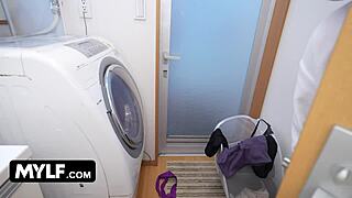 Stepmom's Sweaty Yoga Ass and Panties Make Me Cum as She Sucks Cock