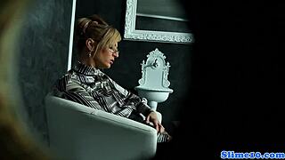 Classy Stocking Babe Drowned In Gloryhole Bukkake Cum