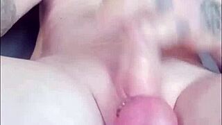 jerking monster cock builds sneaky cumshot thrill