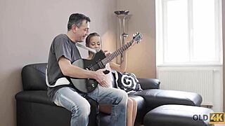 old man and cute teen spark up some sweet intimate loving