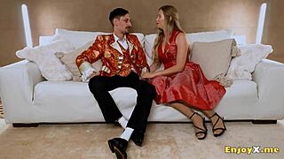 busty blonde with huge jugs slurps cock smooth shaved pussy hd