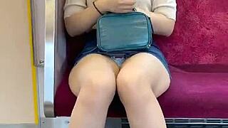 Chinese skirt upskirt flashes panties on crowded train ride