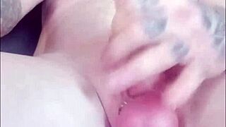 jerking monster cock builds sneaky cumshot thrill