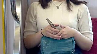 Chinese skirt upskirt flashes panties on crowded train ride