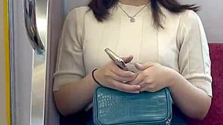 Chinese skirt upskirt flashes panties on crowded train ride