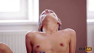 old man and cute teen spark up some sweet intimate loving