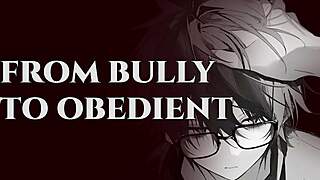 Bully moans pathetically under blackmail obedience