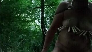 BENT OVER BOUND SLAVE HUMILIATED With DILDO In Forest!