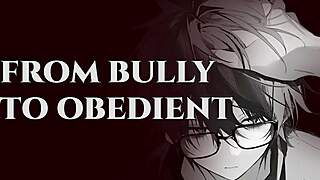 Bully moans pathetically under blackmail obedience