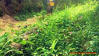 halloween turns hardcore with young ebony creampie doggystyle on road