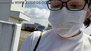 japanese chubby wife thrilled by risky outdoor solo masturbation