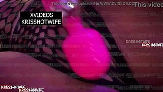 Kriss hotwife halloween fun with huge toy and cuckold tease
