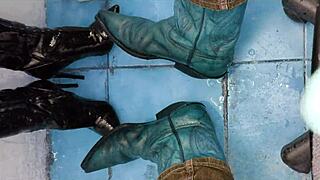Pee Soaking Ankle Boots Dripping Wet Fetish